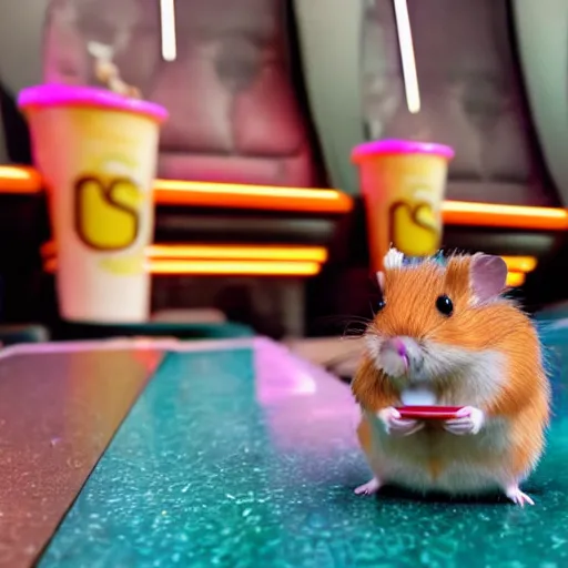Image similar to hamster on a date at the movies, award winning photo