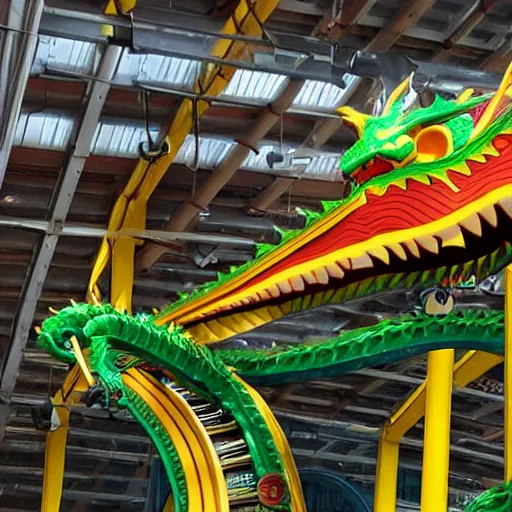 Prompt: a dragon themed roller coaster