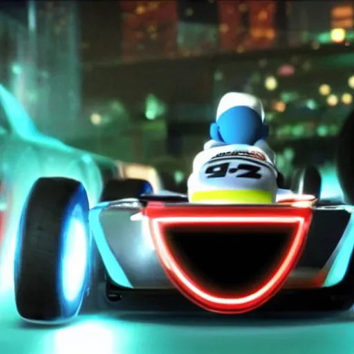 Prompt: mario kart in the tv series tron : legacy on apple tv ( 2 0 1 0 ).