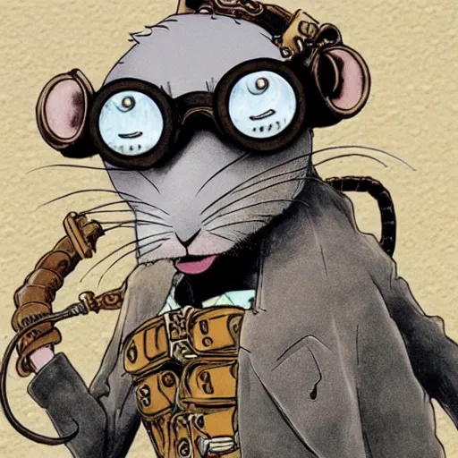 Image similar to a rat with steampunk googles, by Eiichiro Oda