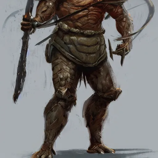 Image similar to bulky anthropomorphic turtle warrior, greg rutkowski