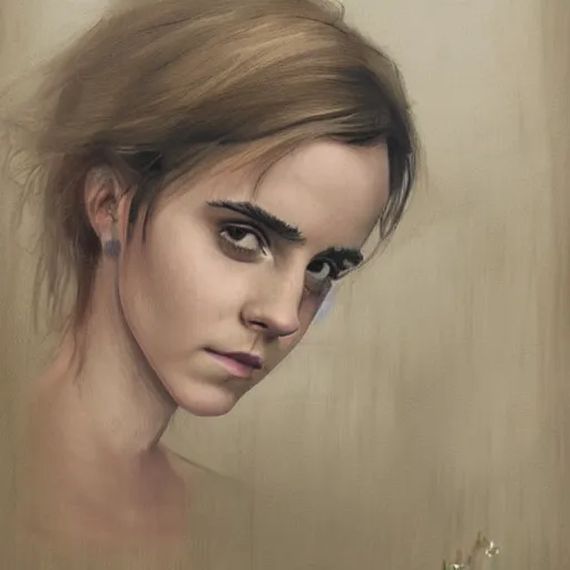 Prompt: a portrait of emma watson in a scenic environment by amiet cuno