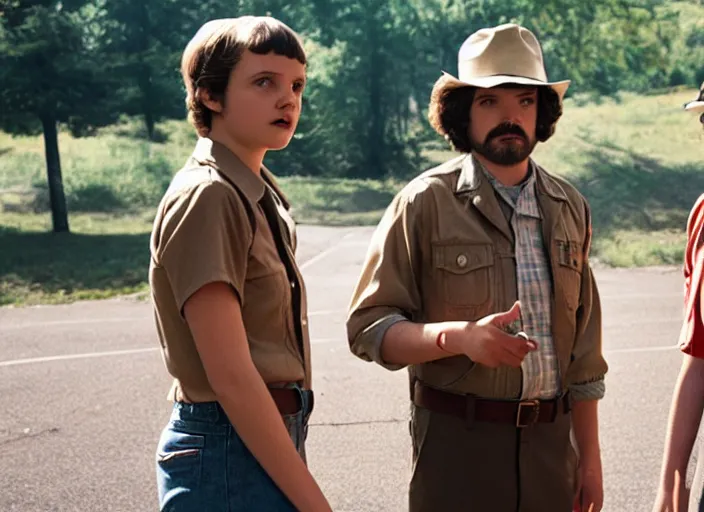 Image similar to film still of jim hopper as mike wheeler in stranger things, 8 k