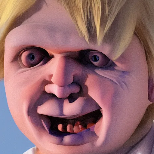 Prompt: boris johnson as chucky digital art