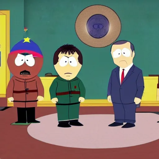 Prompt: zelensky and erdogan as southpark characters, tv interview