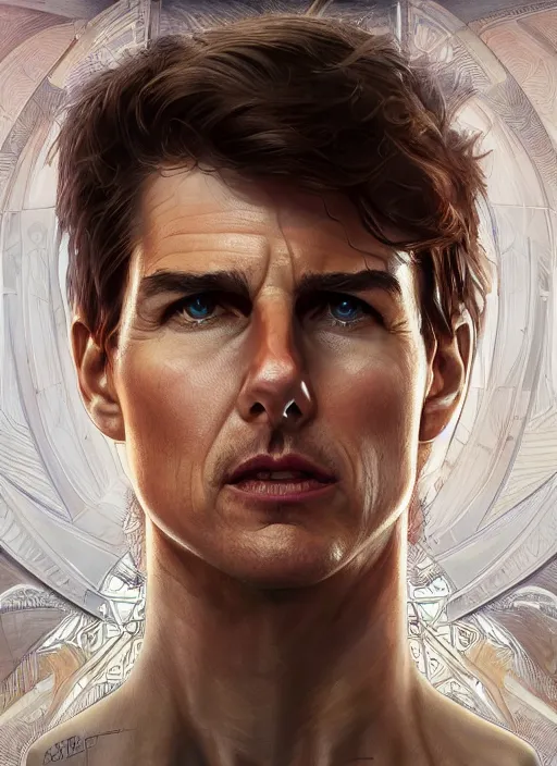 Prompt: symmetry!! tom cruise, machine parts embedded into face, intricate, elegant, highly detailed, digital painting, artstation, concept art, smooth, sharp focus, illustration, art by artgerm and greg rutkowski and alphonse mucha, 8 k