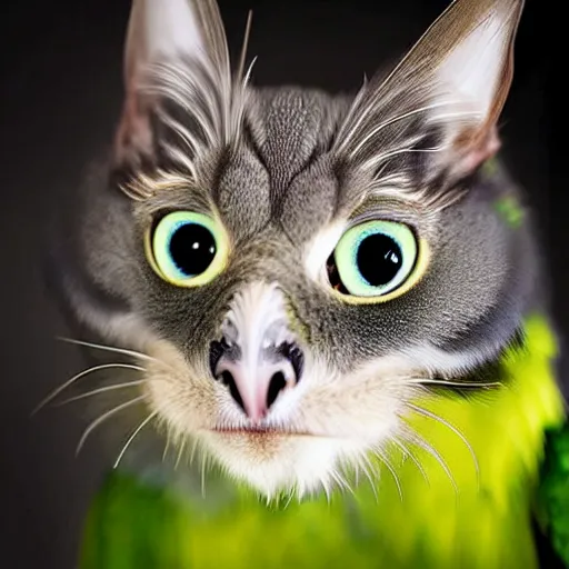 Image similar to a parrot - cat - hybrid, animal photography