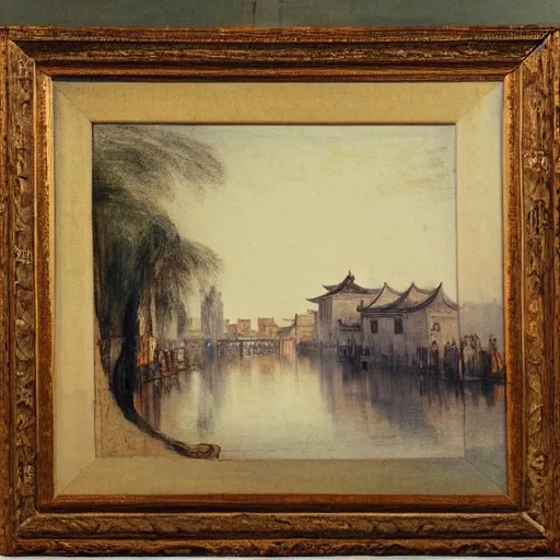 Image similar to wuzhen of china impressionism style by j. m. w. turner, c. 1 8 2 7