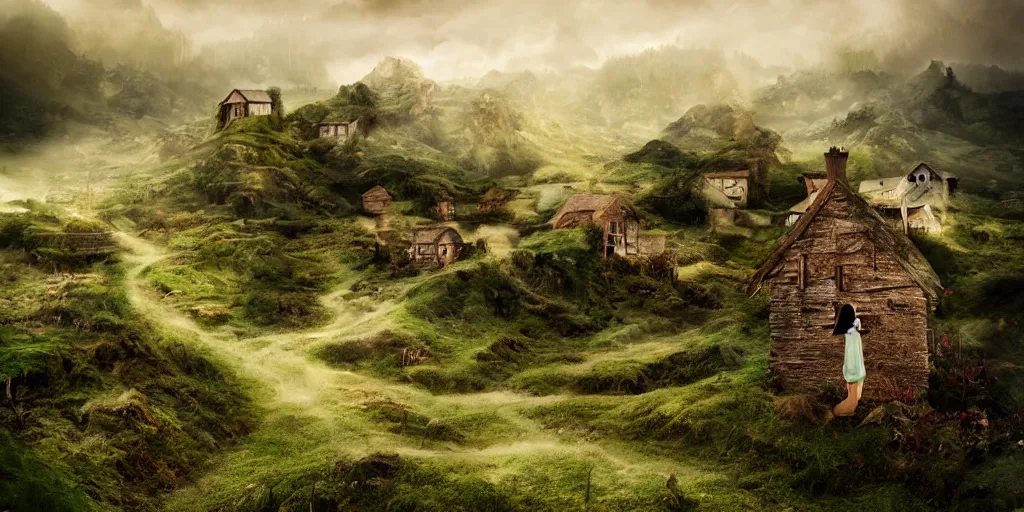 Image similar to rural southern hills, fantasy, by andreas franke