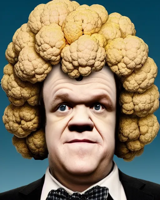 Image similar to john c reilly's head with wig made of cauliflower