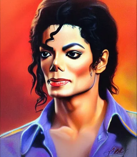 Image similar to portrait of michael jackson by boris vallejo, high quality, high detail