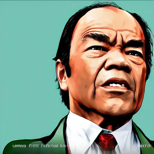 Prompt: Francis Fukuyama in GTA V, Cover art by Stephen Bliss, Boxart, loading screen