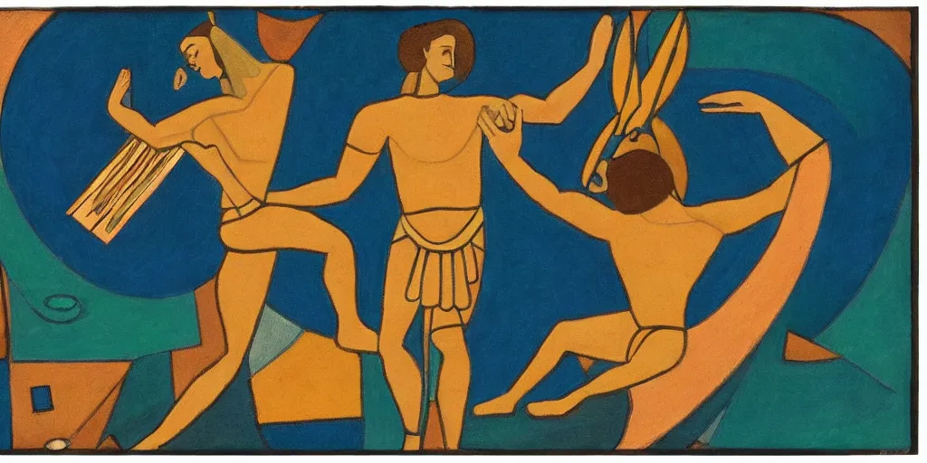 Prompt: an abstract spiritual background, a latino greek god dancing, clear eyes. 2 4 mm, photorealistic, muted color scheme, directed by albert gleizes and victor brauner