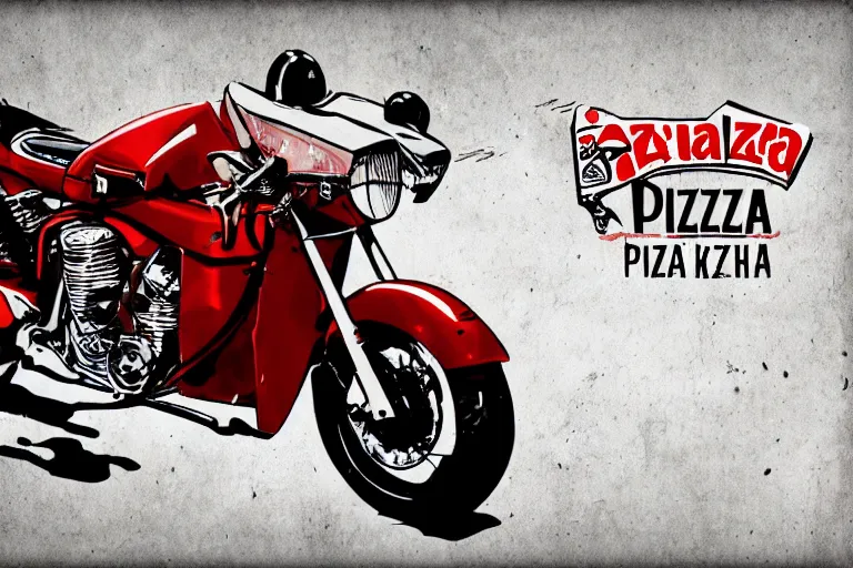 Prompt: italian pizza, akira's motorcycle, gorillaz, flyer, 4k