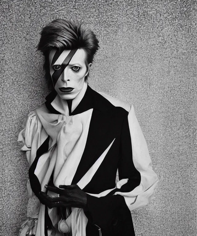 Image similar to a color photograph of david bowie, by carrie mae weems, intense, bold, exaggerated, overblown, hyperrealistic, ultra sharp, extra details, ultra high quality, trending on pinteresst