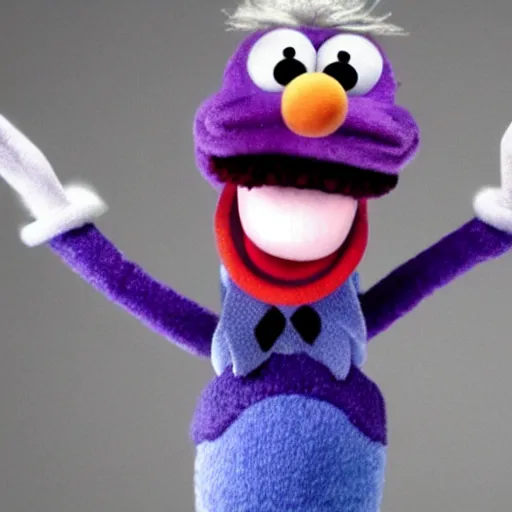 Prompt: A still of Waluigi reimagined as a Muppet, photorealistic