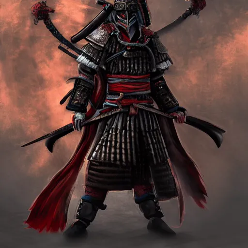 Image similar to Male Samurai Pirate, hd, intricate, bloodborne, 8k, digital art