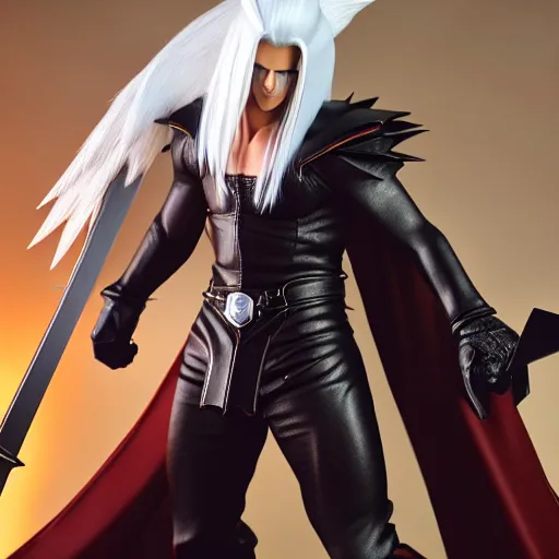 Image similar to super mario as sephiroth, highly detailed, extremely high quality, hd, 4 k, 8 k, canon 3 0 0 mm, professional photographer, 4 0 mp, lifelike, top - rated, award winning, realistic, detailed lighting, detailed shadows, sharp, no blur, edited, corrected, trending