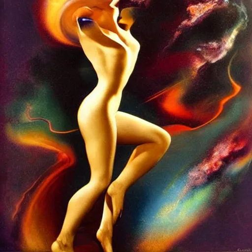 Image similar to Sculpture. paralyzed by the indescribable beauty of the cosmos. by Rolf Armstrong spirited, lively