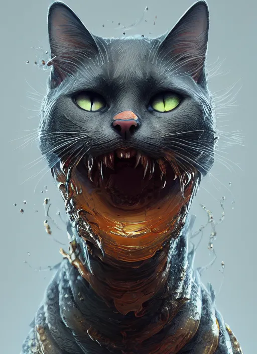 Image similar to cat venom, naturel, hyper detailed, digital art, trending in artstation, cinematic lighting, studio quality, smooth render, unreal engine 5 rendered, octane rendered, art style by klimt and nixeu and ian sprigger and wlop and krenz cushart