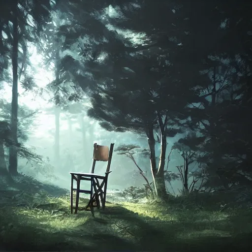 Prompt: chair in the forest wenjun lin cryengine