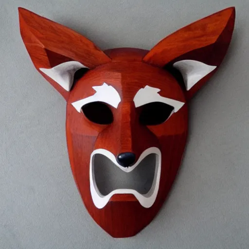 Prompt: symmetry!! demon angel fox wooden mask