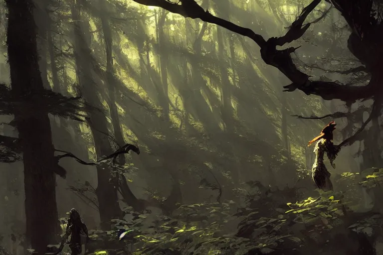 Prompt: sunny forest, intricate, elegant, highly detailed, john park, frazetta, sparth, ruan jia, jeffrey catherine jones