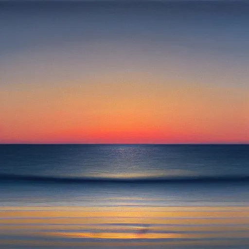 Image similar to a beautiful painting of a calm and serene sea landscape at sunset by hiroshi sugimoto and mark rothko, trending on artstation,