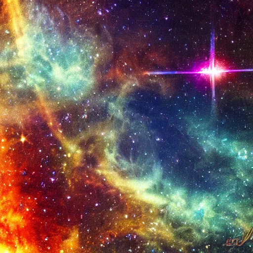 Image similar to a light being flying through a nebula