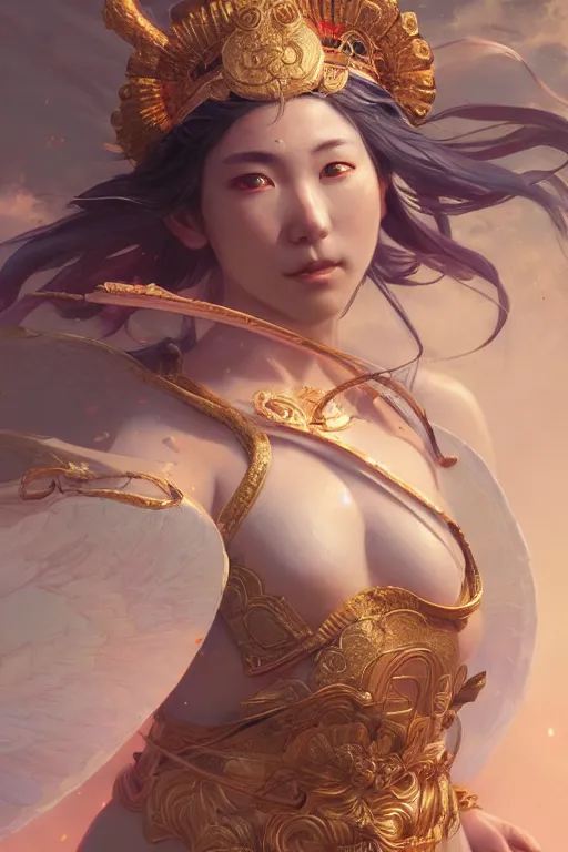 Image similar to goddess of the japan, highly detailed, digital painting, artstation, concept art, smooth, sharp focus, illustration, unreal engine 5, 8 k, art by artgerm and greg rutkowski and edgar maxence