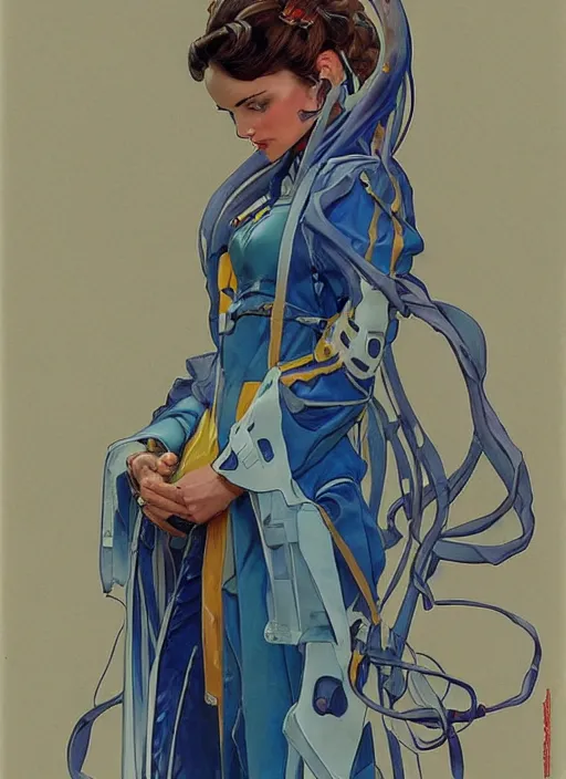 Prompt: an art nouveau copic maker sketch of padme amidala l wearing an evangelion kimono pilot suit designed by balenciaga by john berkey by stanley artgerm lau, greg rutkowski, thomas kinkade, alphonse mucha, loish, norman rockwell