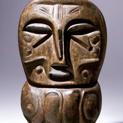 Image similar to by max beckmann atmospheric chocolate, traditional haida art. a beautiful sculpture. you cannot see the future. you cannot change the past. all of life consists of running into darkness.