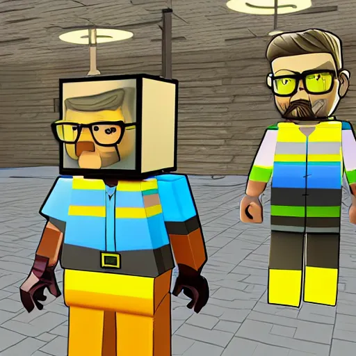Image similar to walter white in roblox game natural disaster survival