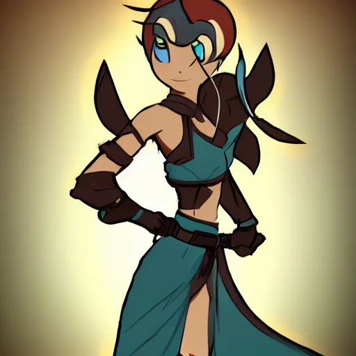 Prompt: a beautiful archer girl in the style of Xavier Houssin, wakfu, dofus