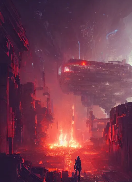 Image similar to a futuristic cyberpunk cat soldier in war scene, epic scene, big explosion, by greg rutkowski