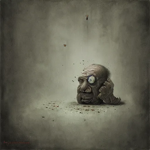 Prompt: ground to dust by the weight of your disappointment. by anton semenov, hyperrealistic photorealism acrylic on canvas