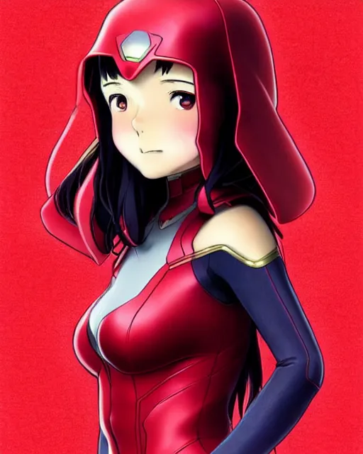 Image similar to Anime as Scarlet Witch || cute-fine-face, pretty face, realistic shaded Perfect face, fine details. Anime. realistic shaded lighting poster by Ilya Kuvshinov katsuhiro otomo ghost-in-the-shell, magali villeneuve, artgerm, Jeremy Lipkin and Michael Garmash and Rob Rey as Scarlet Witch in New York cute smile