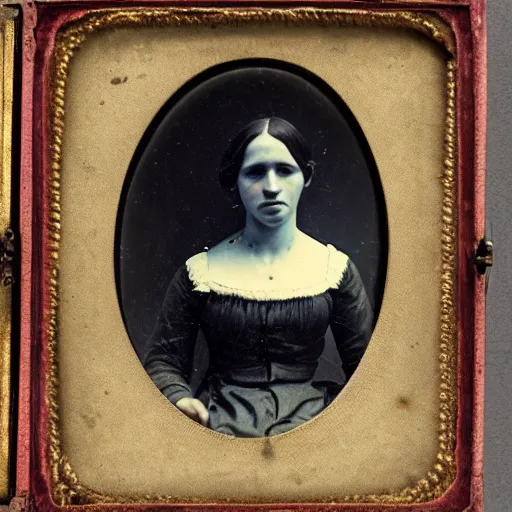 Prompt: daguerreotype of a young American woman sitting down in the mid 1840s, daguerreotype, photo, 1840s, 16:9