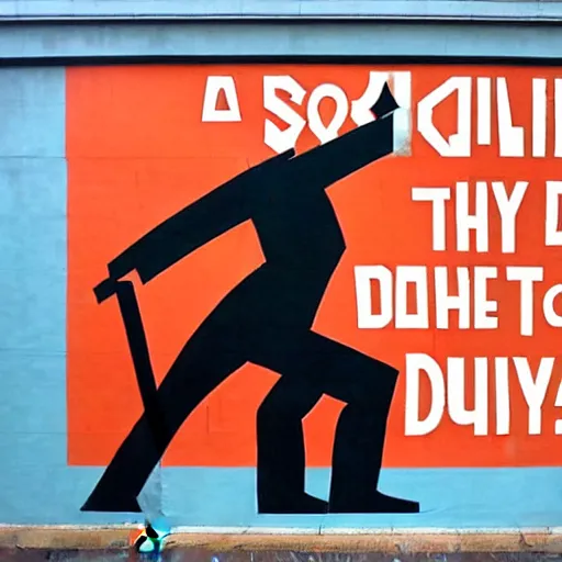 Image similar to a socialist realist mural that just says daily!!!!!!!!