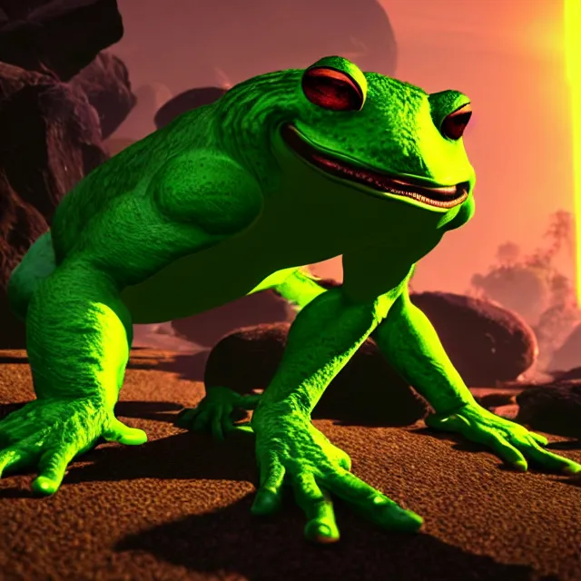 Image similar to rush battletoads, 8 k ultra realistic, lens flare, atmosphere, glow, detailed, intricate, full of colour, led lighting, 4 k, hyperrealistic, focused, extreme details, unreal engine 5, masterpiece