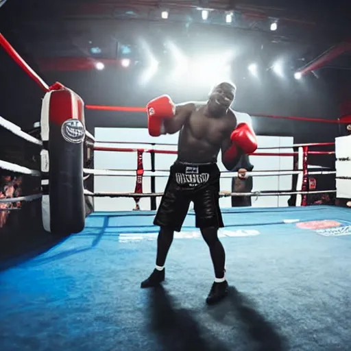 Image similar to dababy in a boxing ring 4 k quality super realistic
