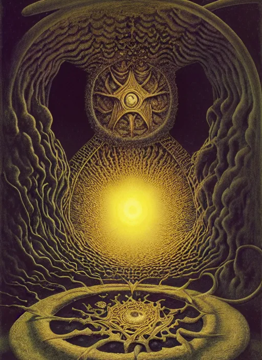 Image similar to antediluvian occult cosmology, panspermia, by remedios varo and daniel arsham and robert hooke and ernst haeckel and agostino arrivabene and joaquin sorolla and martin johnson heade, rule of thirds, vivid colours, negative space, atmospheric, digital painting, artstation, concept art, smooth, sharp focus