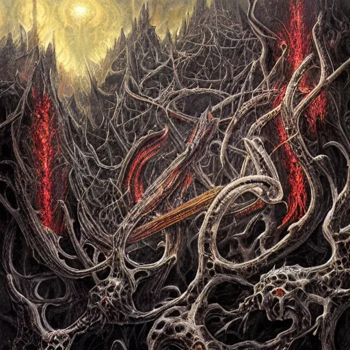 Prompt: death metal album artwork by Dan Seagrave