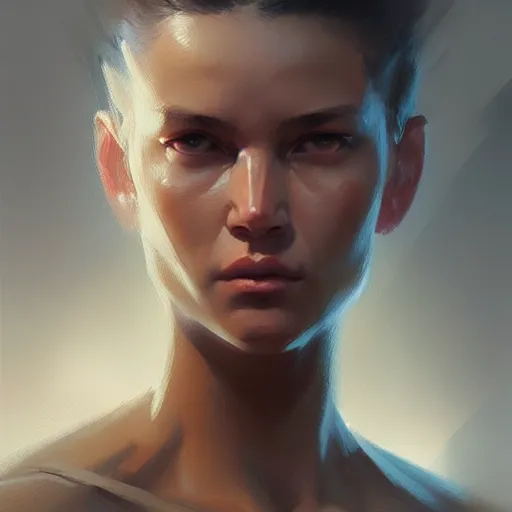 Image similar to human weapon, concept art oil painting, portrait ethereal by jama jurabaev, greg rutkowski extremely detailed, brush hard, artstation, soft light