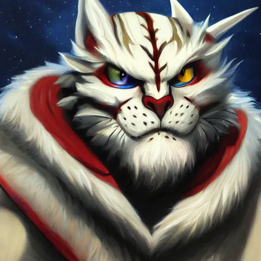 Prompt: a painting of rengar from league of legends