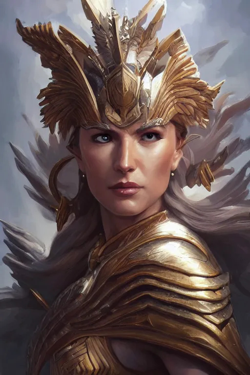 Image similar to amazon valkyrie athena, d & d, fantasy, portrait, highly detailed, headshot, digital painting, trending on artstation, concept art, sharp focus, illustration, art by artgerm and greg rutkowski and magali villeneuve