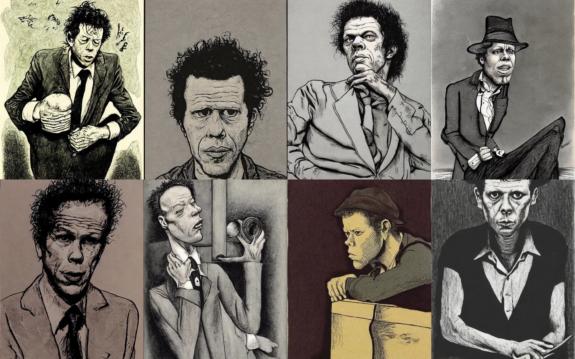 Prompt: Tom Waits by Roland Topor