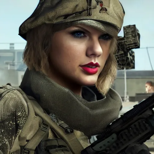 Image similar to Taylor Swift in Call of Duty, 4k