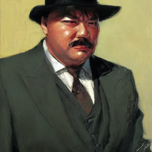 Prompt: portrait of oddjob harold sakata from james bond, detailed face, detailed painting, epic lighting, by ilya repin, phil hale and kent williams