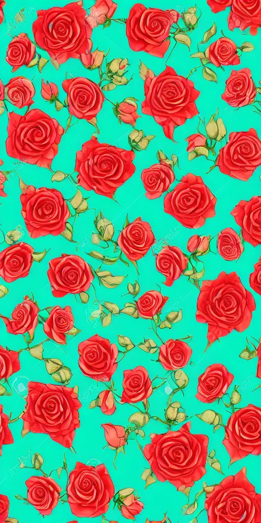 Image similar to seamless pattern of beautiful roses with leaves and throns, colourful, symmetrical, repeating 35mm photography